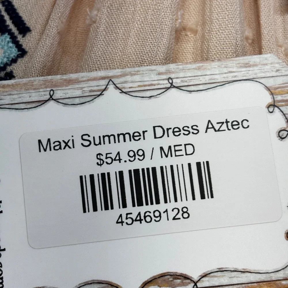 Lucky Brand Maxi Dress Womens Medium Sand Combo Embroidered Boho Western  New - Picture 9 of 13
